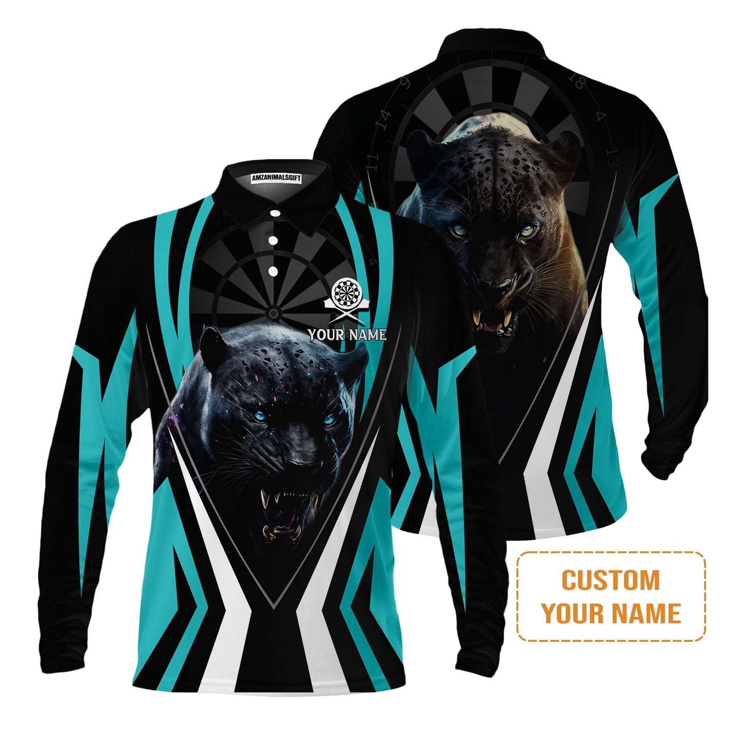 Black Panther And Darts Custom Name T-Shirt, Bullseye Dartboard Personalized T-Shirt - Gift For Darts Lovers, Friends