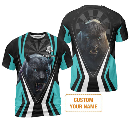 Black Panther And Darts Custom Name T-Shirt, Bullseye Dartboard Personalized T-Shirt - Gift For Darts Lovers, Friends