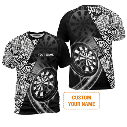 Customized Darts Polo Shirt, Black & White Tattoo Darts, Personalized Name Polo Shirt For Men - Perfect Gift For Darts Lovers, Darts Players