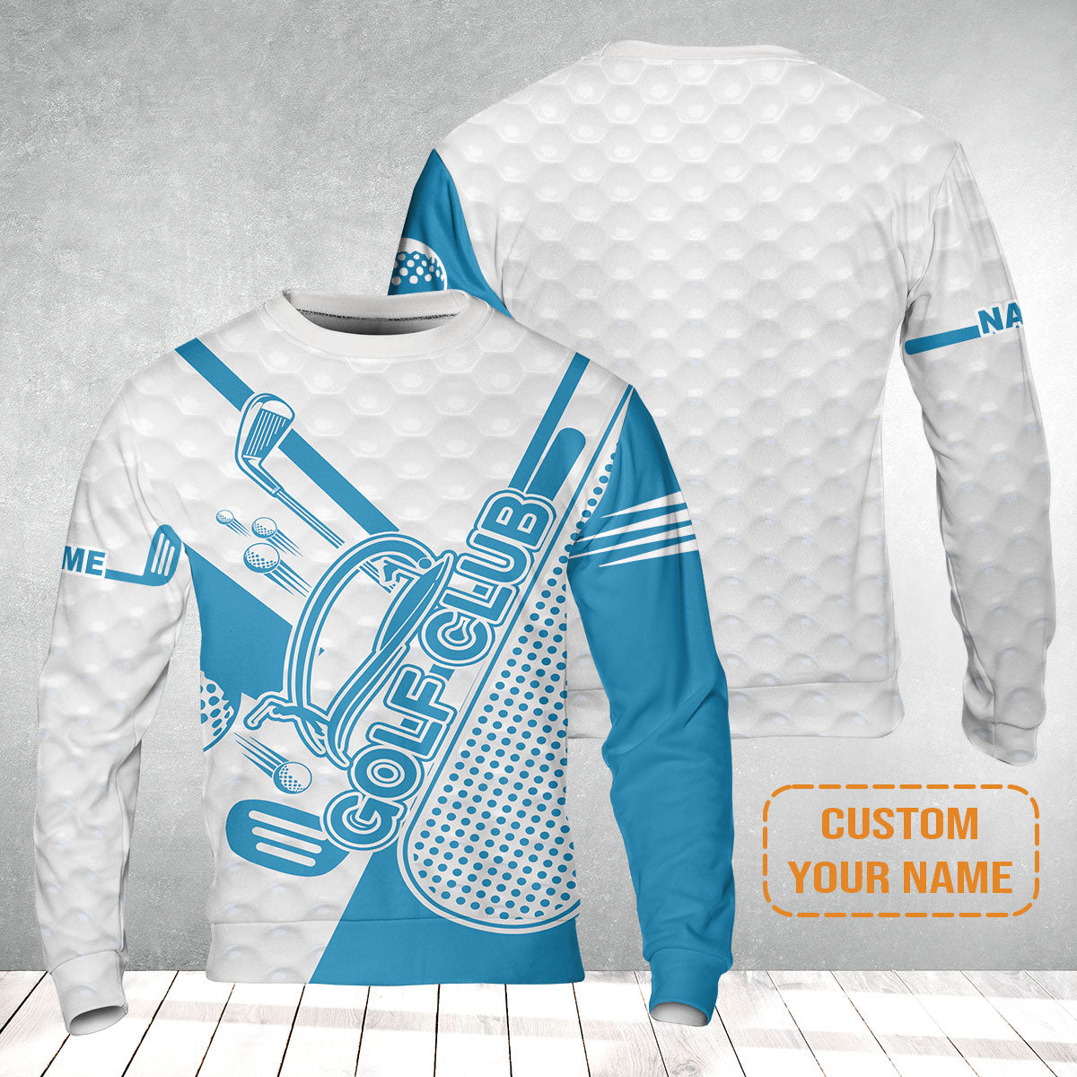 Golf Custom Name Sweatshirt - Blue Golf Club Apparel Sweatshirt - Personalized Best Gift For Golf Lover, Team, Golfer, Men
