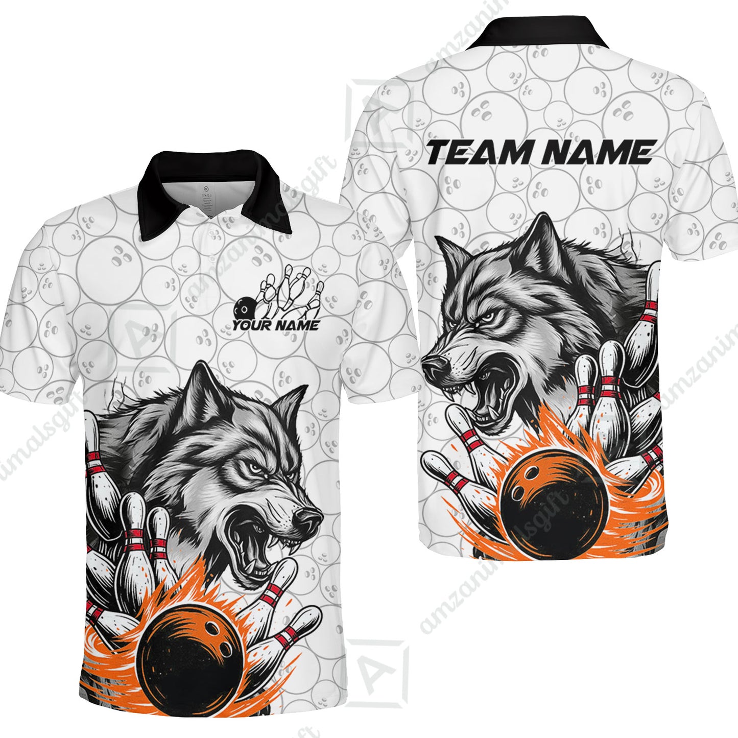 Custom Bowling Team Jersey, Wolf Strike Bowling Jersey Multicolor Polo Quarter-Zip Shirts, Custom Bowling Uniforms Jerseys
