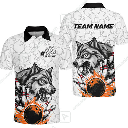 Custom Bowling Team Jersey, Wolf Strike Bowling Jersey Multicolor Polo Quarter-Zip Shirts, Custom Bowling Uniforms Jerseys