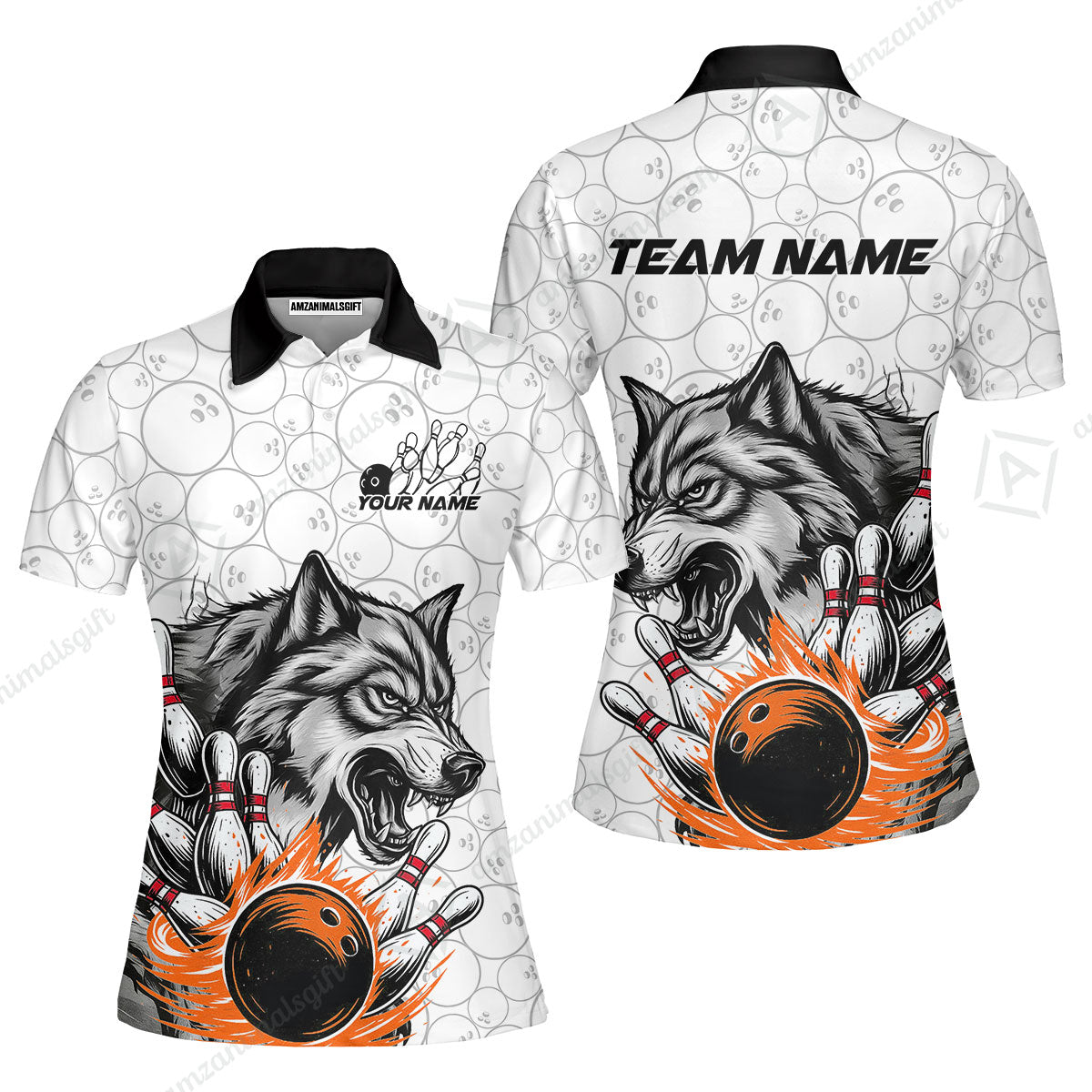 Custom Bowling Team Jersey, Wolf Strike Bowling Jersey Multicolor Polo Quarter-Zip Shirts, Custom Bowling Uniforms Jerseys