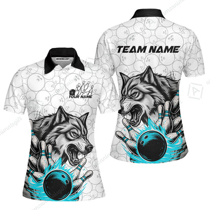Custom Bowling Team Jersey, Wolf Strike Bowling Jersey Multicolor Polo Quarter-Zip Shirts, Custom Bowling Uniforms Jerseys