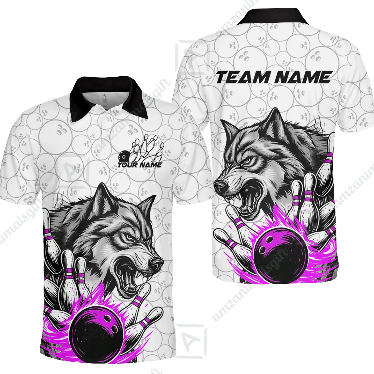 Custom Bowling Team Jersey, Wolf Strike Bowling Jersey Multicolor Polo Quarter-Zip Shirts, Custom Bowling Uniforms Jerseys