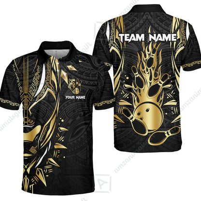 Custom Black Bowling Team Jersey, Panther Forever Bowling Jersey Multicolor Polo Quarter-Zip Shirts, Custom Bowling Uniforms Jerseys