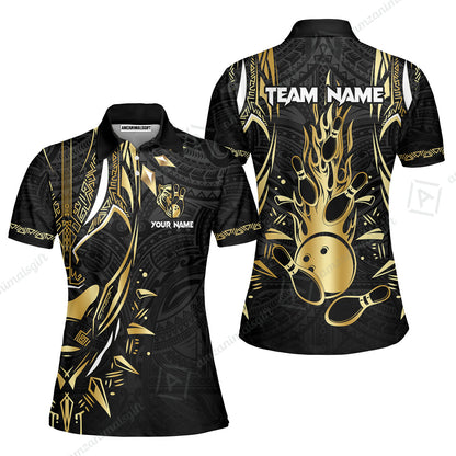 Custom Black Bowling Team Jersey, Panther Forever Bowling Jersey Multicolor Polo Quarter-Zip Shirts, Custom Bowling Uniforms Jerseys
