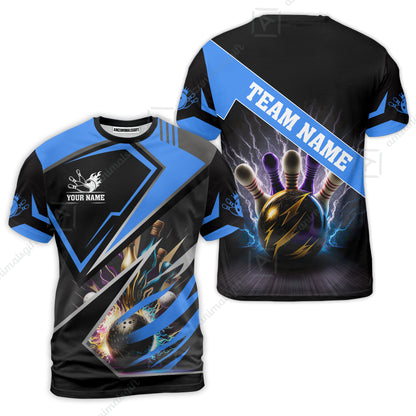 Customized Bowling Jersey Shirt, Bowling And Pins Premium Multicolor Option Customized Name And Team Zipper Polo Jerseys Shirts