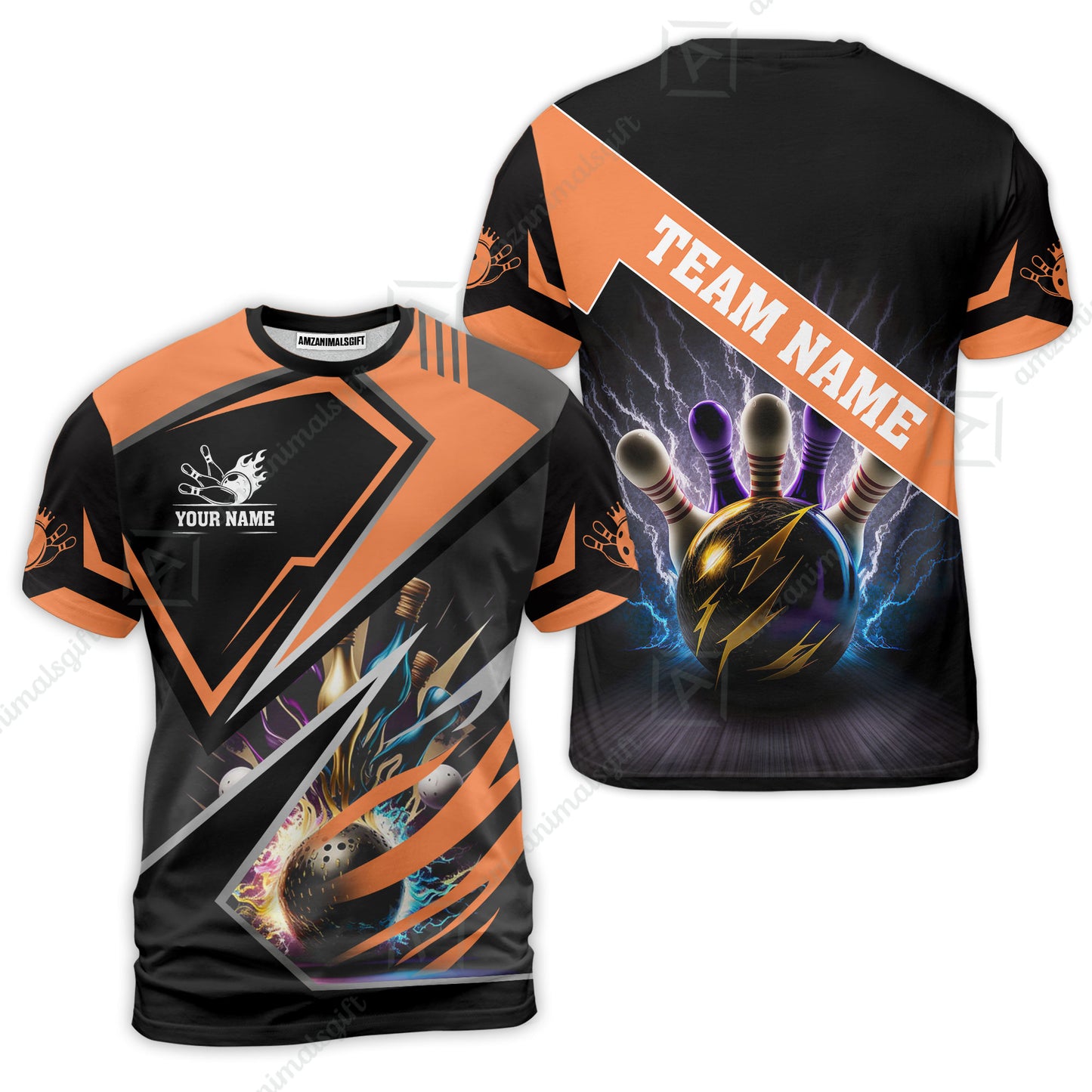 Customized Bowling Jersey Shirt, Bowling And Pins Premium Multicolor Option Customized Name And Team Zipper Polo Jerseys Shirts