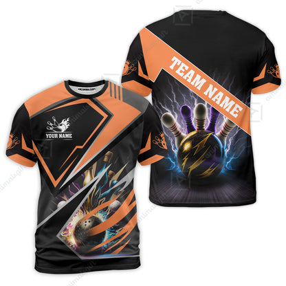 Customized Bowling Jersey Shirt, Bowling And Pins Premium Multicolor Option Customized Name And Team Zipper Polo Jerseys Shirts