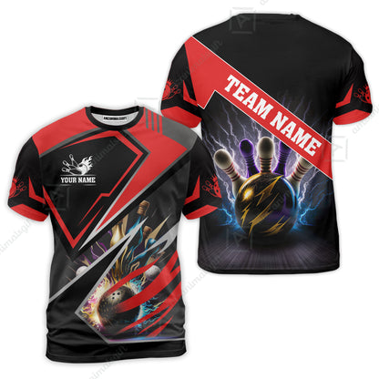 Customized Bowling Jersey Shirt, Bowling And Pins Premium Multicolor Option Customized Name And Team Zipper Polo Jerseys Shirts