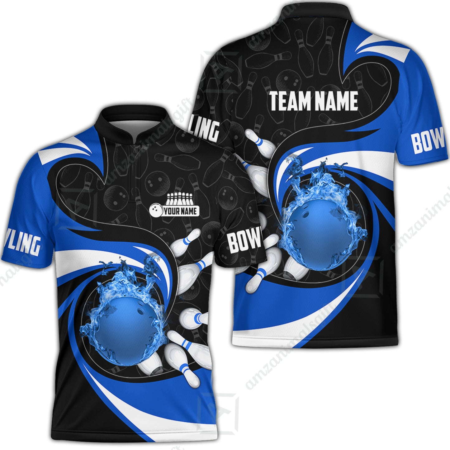 Customized Bowling Jersey Shirt, Bowling Ball And Pins Vortex Pattern Multicolor Customized Name And Team Name For Bowling Team