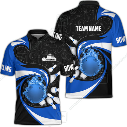 Customized Bowling Jersey Shirt, Bowling Ball And Pins Vortex Pattern Multicolor Customized Name And Team Name For Bowling Team