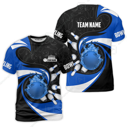 Customized Bowling Jersey Shirt, Bowling Ball And Pins Vortex Pattern Multicolor Customized Name And Team Name For Bowling Team