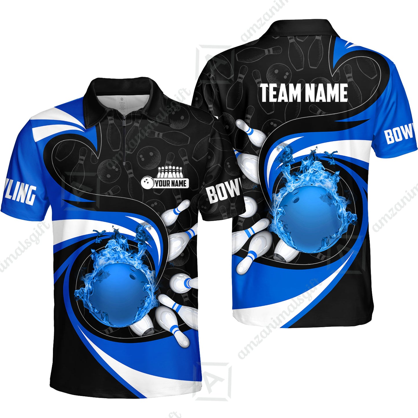 Customized Bowling Jersey Shirt, Bowling Ball And Pins Vortex Pattern Multicolor Customized Name And Team Name For Bowling Team