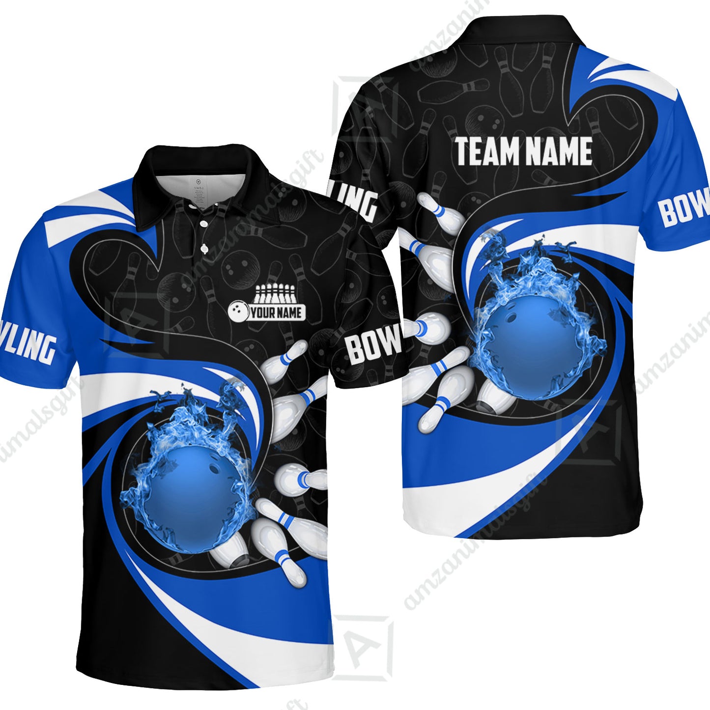 Customized Bowling Jersey Shirt, Bowling Ball And Pins Vortex Pattern Multicolor Customized Name And Team Name For Bowling Team