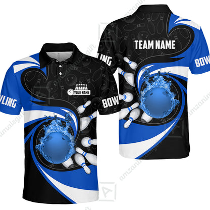 Customized Bowling Jersey Shirt, Bowling Ball And Pins Vortex Pattern Multicolor Customized Name And Team Name For Bowling Team