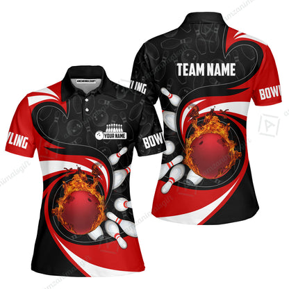 Customized Bowling Jersey Shirt, Bowling Ball And Pins Vortex Pattern Multicolor Customized Name And Team Name For Bowling Team