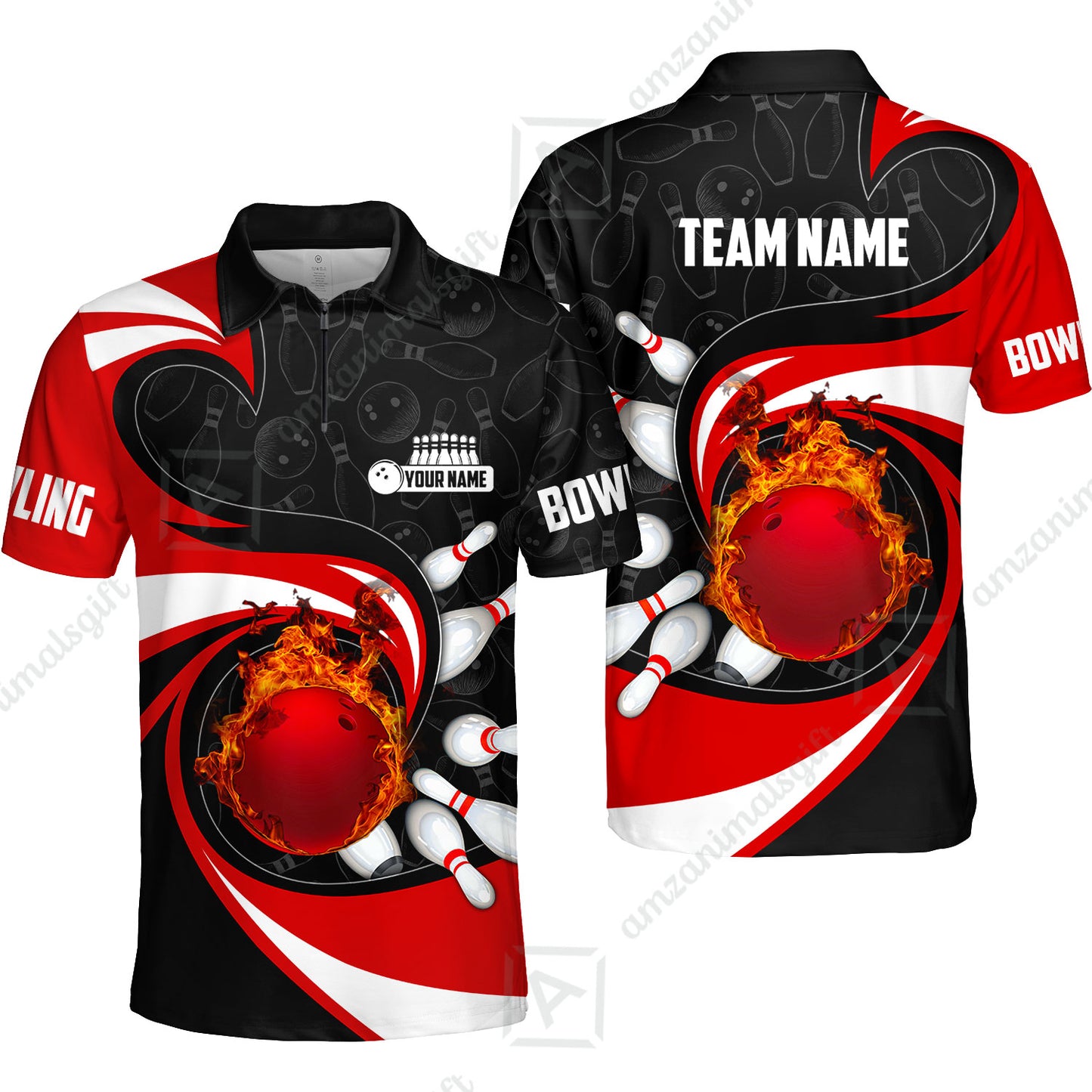 Customized Bowling Jersey Shirt, Bowling Ball And Pins Vortex Pattern Multicolor Customized Name And Team Name For Bowling Team