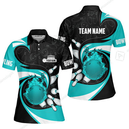 Customized Bowling Jersey Shirt, Bowling Ball And Pins Vortex Pattern Multicolor Customized Name And Team Name For Bowling Team