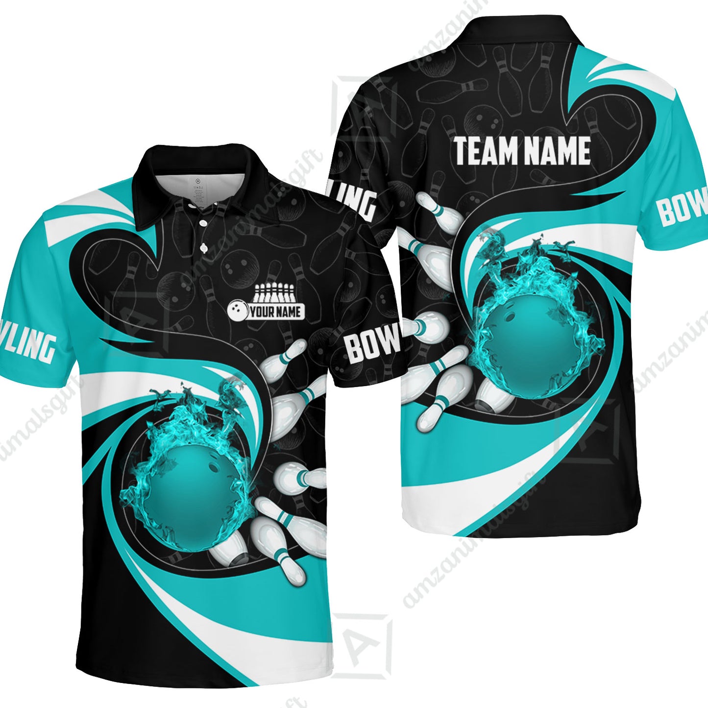 Customized Bowling Jersey Shirt, Bowling Ball And Pins Vortex Pattern Multicolor Customized Name And Team Name For Bowling Team
