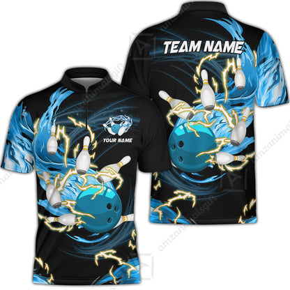 Customized Bowling Bowling Jersey Shirts, Bowling Ball & Pins Breath Of Thunder Flame Multicolor Option, Perfect Outfit For Bowlers