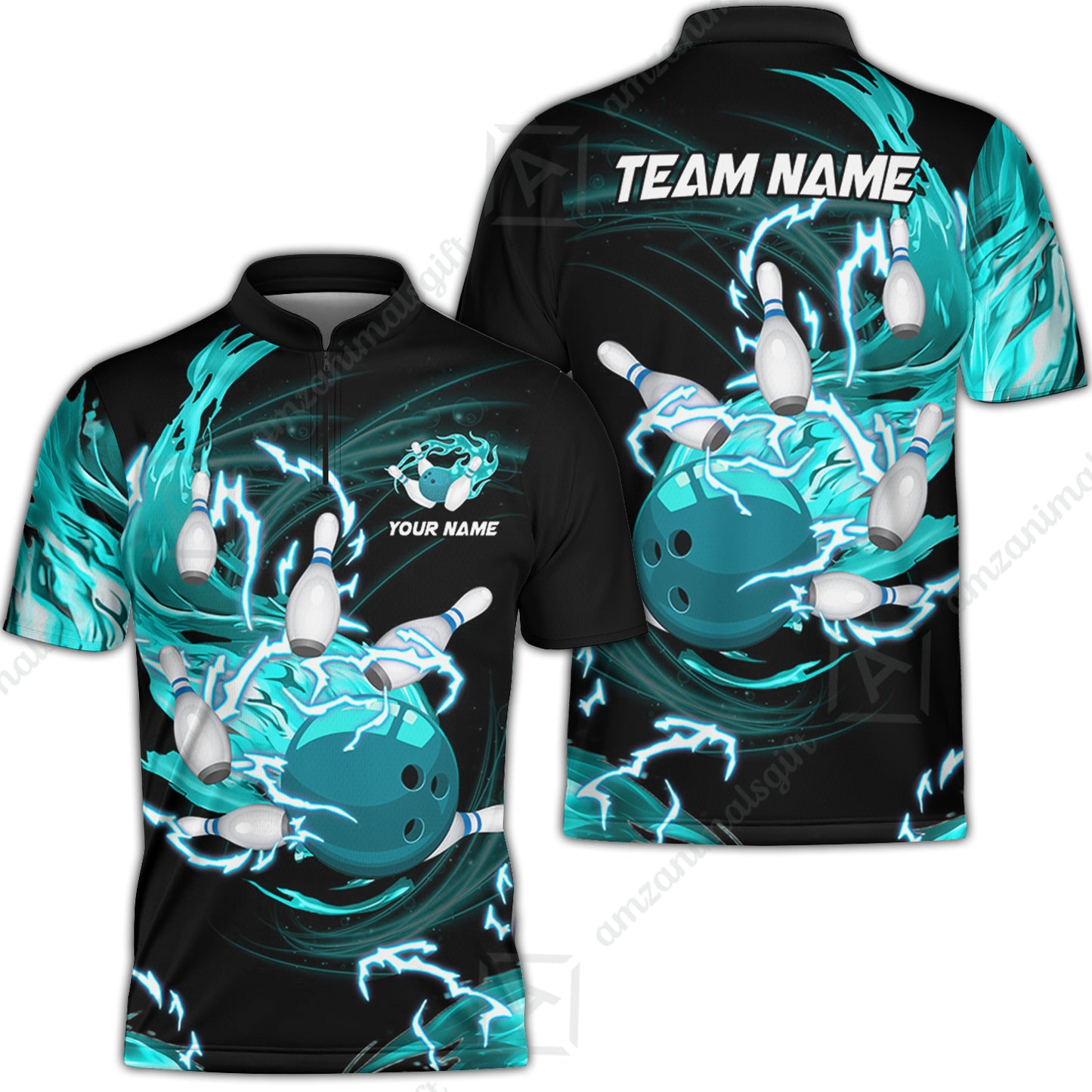 Customized Bowling Bowling Jersey Shirts, Bowling Ball & Pins Breath Of Thunder Flame Multicolor Option, Perfect Outfit For Bowlers