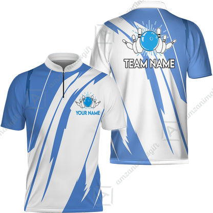 Custom Bowling Team Jerseys Polo Shirts, Ocean Blue Yellow Bowling uniforms, Custom Bowling Shirts With Personalized Name And Team Name