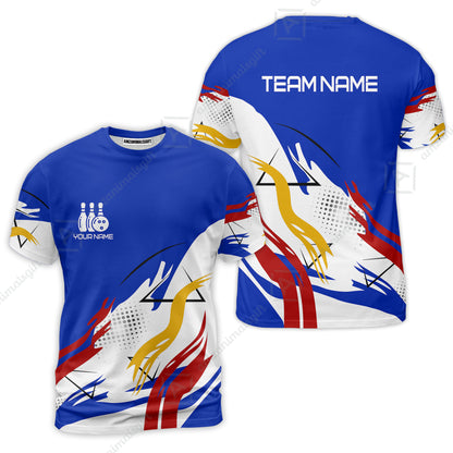 Customize Name, Team Name Bowling Jersey, Bowling Team Jersey Multicolor Polo Quarter-Zip Shirts, Custom Bowling Uniforms Jerseys