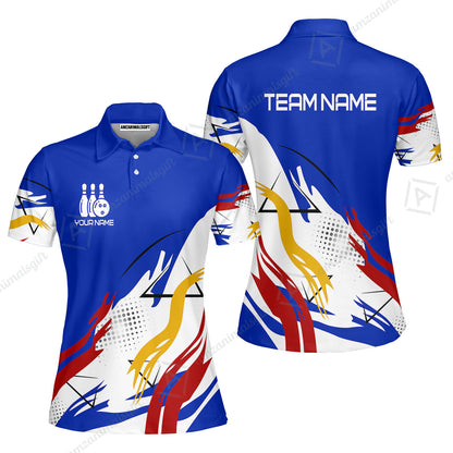 Customize Name, Team Name Bowling Jersey, Bowling Team Jersey Multicolor Polo Quarter-Zip Shirts, Custom Bowling Uniforms Jerseys