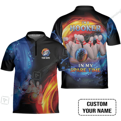 Customized Name Bowling T-Shirt - Bowling I'm A Hooker In My Spare Time Personalized T-Shirt