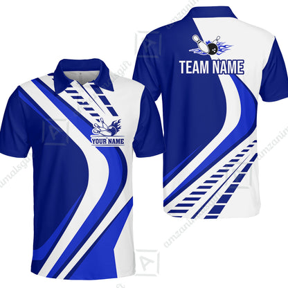 Customize Your Name, Team Name Bowling Jersey, Bowling Team Jersey Multicolor Polo Quarter-Zip Shirts, Custom Bowling Uniforms Jerseys