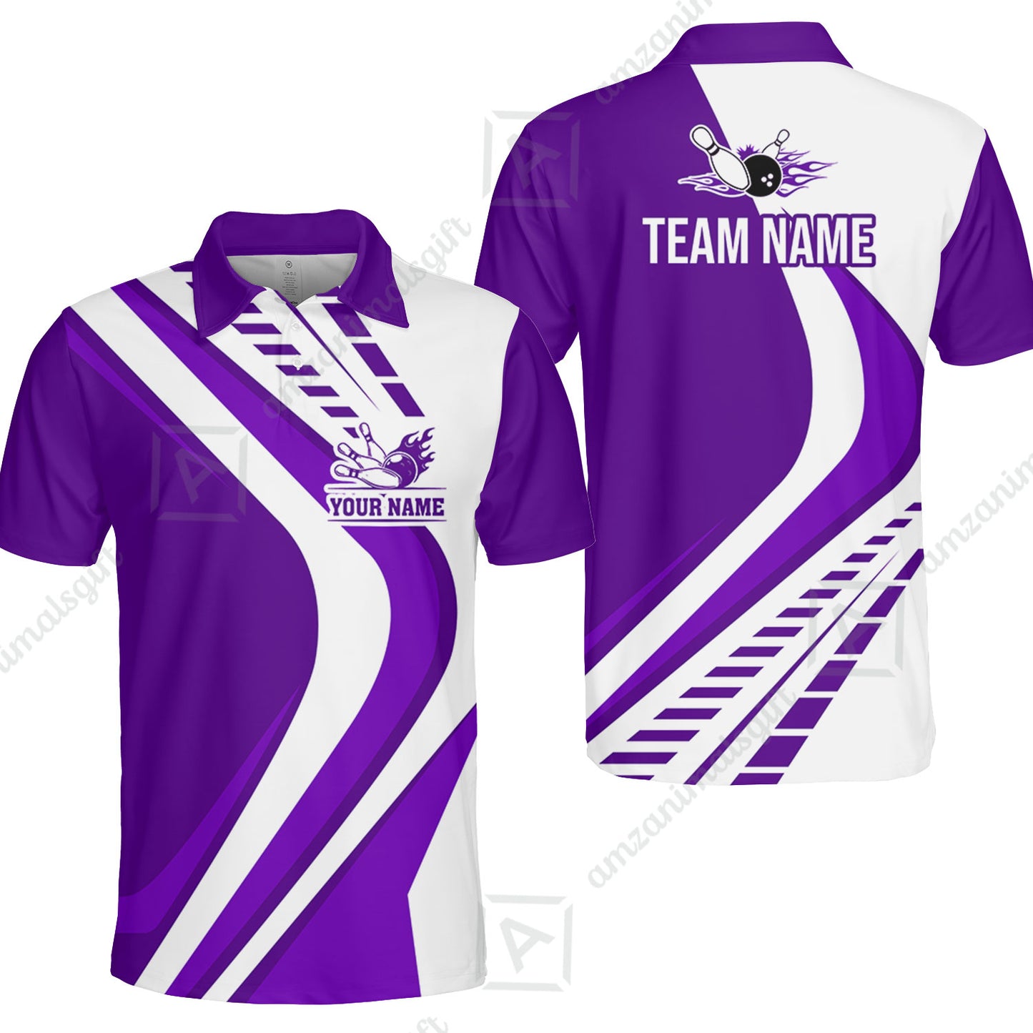 Customize Your Name, Team Name Bowling Jersey, Bowling Team Jersey Multicolor Polo Quarter-Zip Shirts, Custom Bowling Uniforms Jerseys