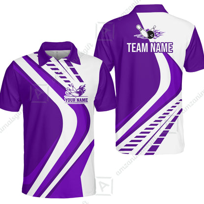Customize Your Name, Team Name Bowling Jersey, Bowling Team Jersey Multicolor Polo Quarter-Zip Shirts, Custom Bowling Uniforms Jerseys