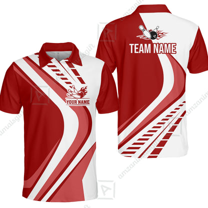 Customize Your Name, Team Name Bowling Jersey, Bowling Team Jersey Multicolor Polo Quarter-Zip Shirts, Custom Bowling Uniforms Jerseys