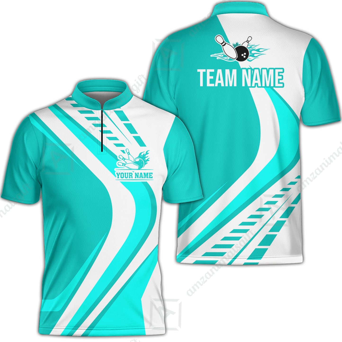 Customize Your Name, Team Name Bowling Jersey, Bowling Team Jersey Multicolor Polo Quarter-Zip Shirts, Custom Bowling Uniforms Jerseys