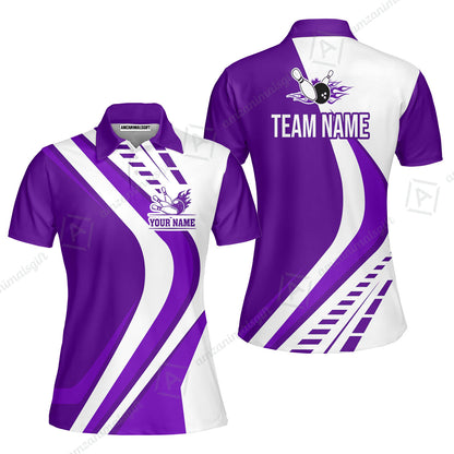 Customize Your Name, Team Name Bowling Jersey, Bowling Team Jersey Multicolor Polo Quarter-Zip Shirts, Custom Bowling Uniforms Jerseys