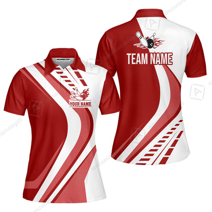 Customize Your Name, Team Name Bowling Jersey, Bowling Team Jersey Multicolor Polo Quarter-Zip Shirts, Custom Bowling Uniforms Jerseys