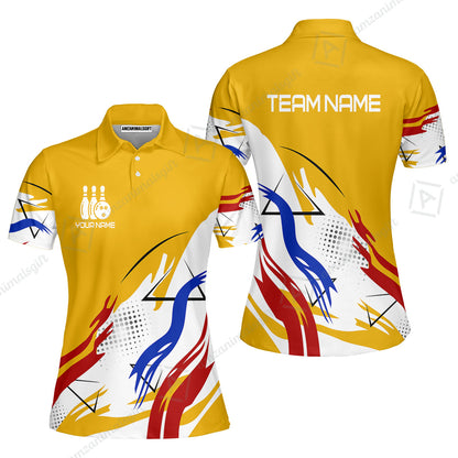 Customize Name, Team Name Bowling Jersey, Bowling Team Jersey Multicolor Polo Quarter-Zip Shirts, Custom Bowling Uniforms Jerseys