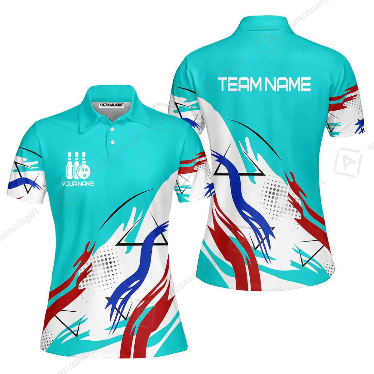 Customize Name, Team Name Bowling Jersey, Bowling Team Jersey Multicolor Polo Quarter-Zip Shirts, Custom Bowling Uniforms Jerseys