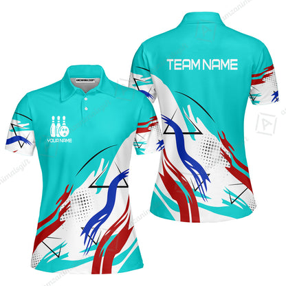 Customize Name, Team Name Bowling Jersey, Bowling Team Jersey Multicolor Polo Quarter-Zip Shirts, Custom Bowling Uniforms Jerseys