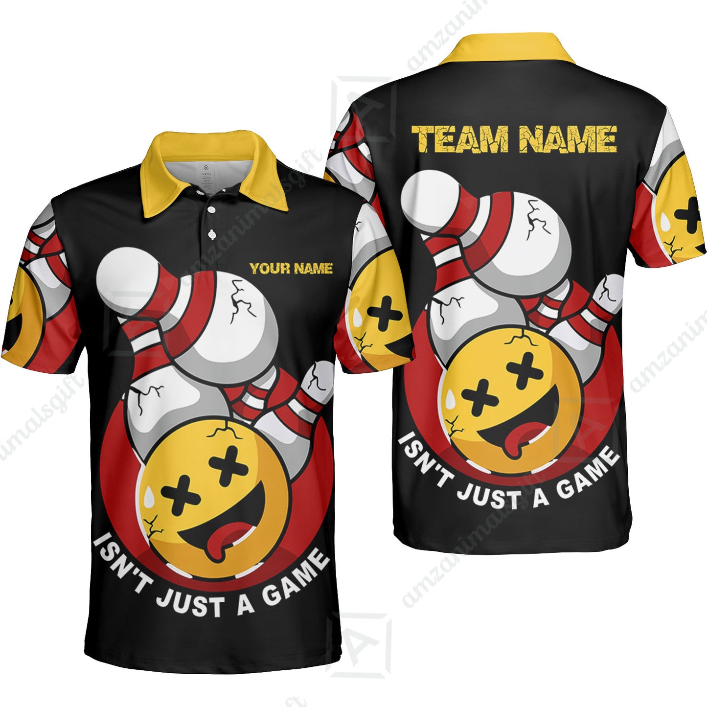 Custom Bowling Team Jerseys Shirts, Bowling uniforms Black Summer Smiley Personalized Name And Team Name