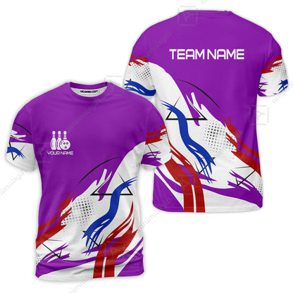 Customize Name, Team Name Bowling Jersey, Bowling Team Jersey Multicolor Polo Quarter-Zip Shirts, Custom Bowling Uniforms Jerseys