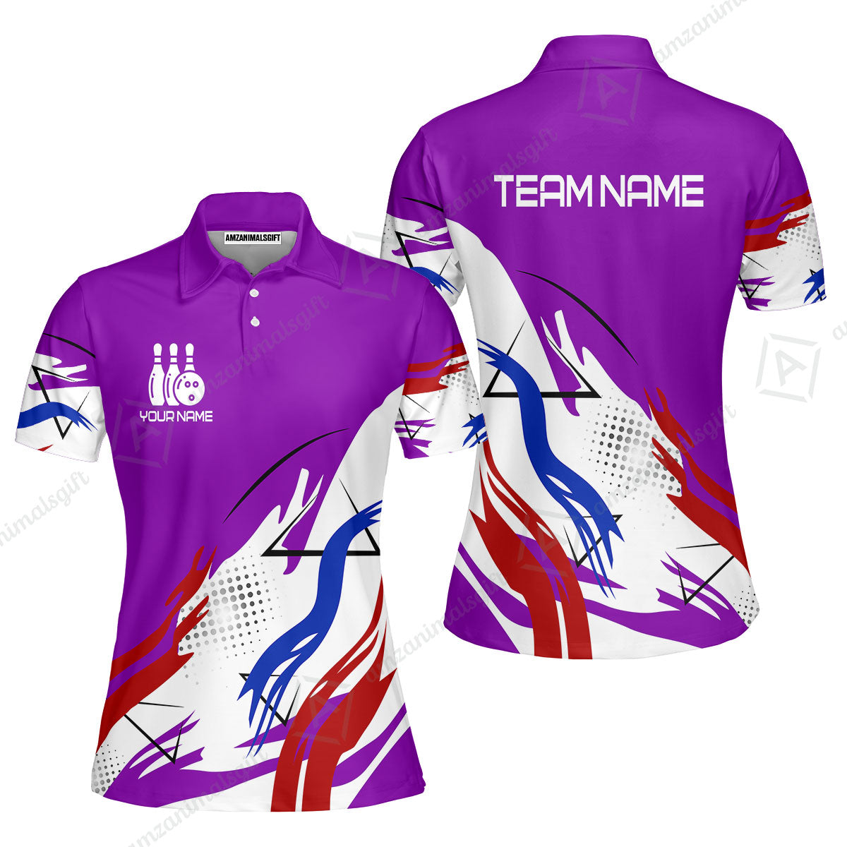 Customize Name, Team Name Bowling Jersey, Bowling Team Jersey Multicolor Polo Quarter-Zip Shirts, Custom Bowling Uniforms Jerseys