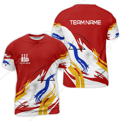 Customize Name, Team Name Bowling Jersey, Bowling Team Jersey Multicolor Polo Quarter-Zip Shirts, Custom Bowling Uniforms Jerseys