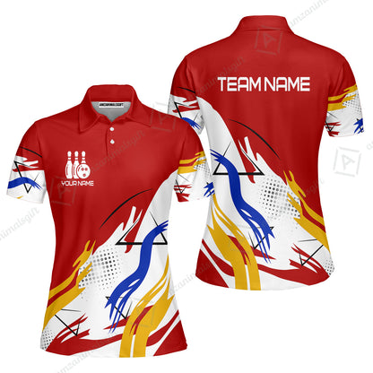 Customize Name, Team Name Bowling Jersey, Bowling Team Jersey Multicolor Polo Quarter-Zip Shirts, Custom Bowling Uniforms Jerseys