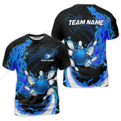 Customized Bowling Polo Team Jerseys, Breath Of Fire Bowling And Pins Multicolor Option Customized Name And Team Name For Bowling Team