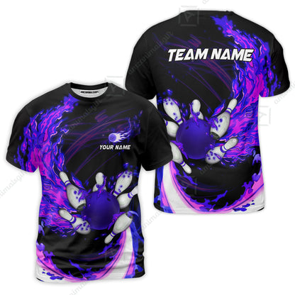 Customized Bowling Polo Team Jerseys, Breath Of Fire Bowling And Pins Multicolor Option Customized Name And Team Name For Bowling Team