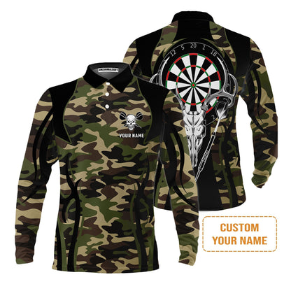 Darts Custom Name T-Shirt, Camo Skull Deer Dartboard Personalized T-Shirt - Gift For Darts Lovers, Friend, Darts Team Player