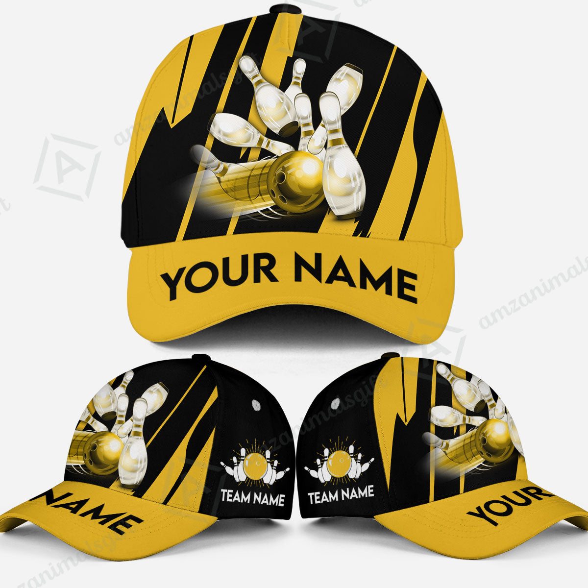 Custom Bowling Team Jerseys Polo Shirts, Ocean Blue Yellow Bowling uniforms, Custom Bowling Shirts With Personalized Name And Team Name